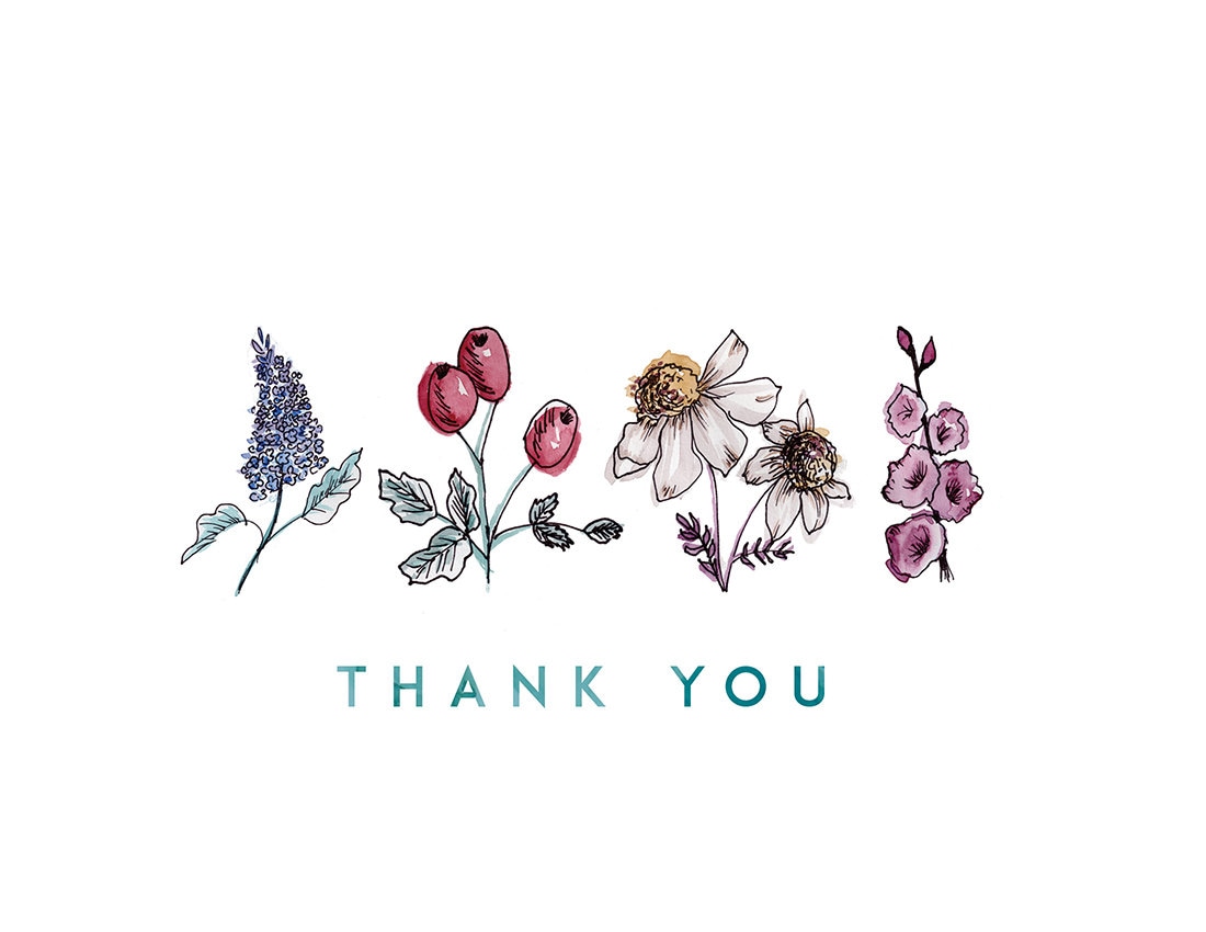 Printable Floral Thank You Note Card - Etsy