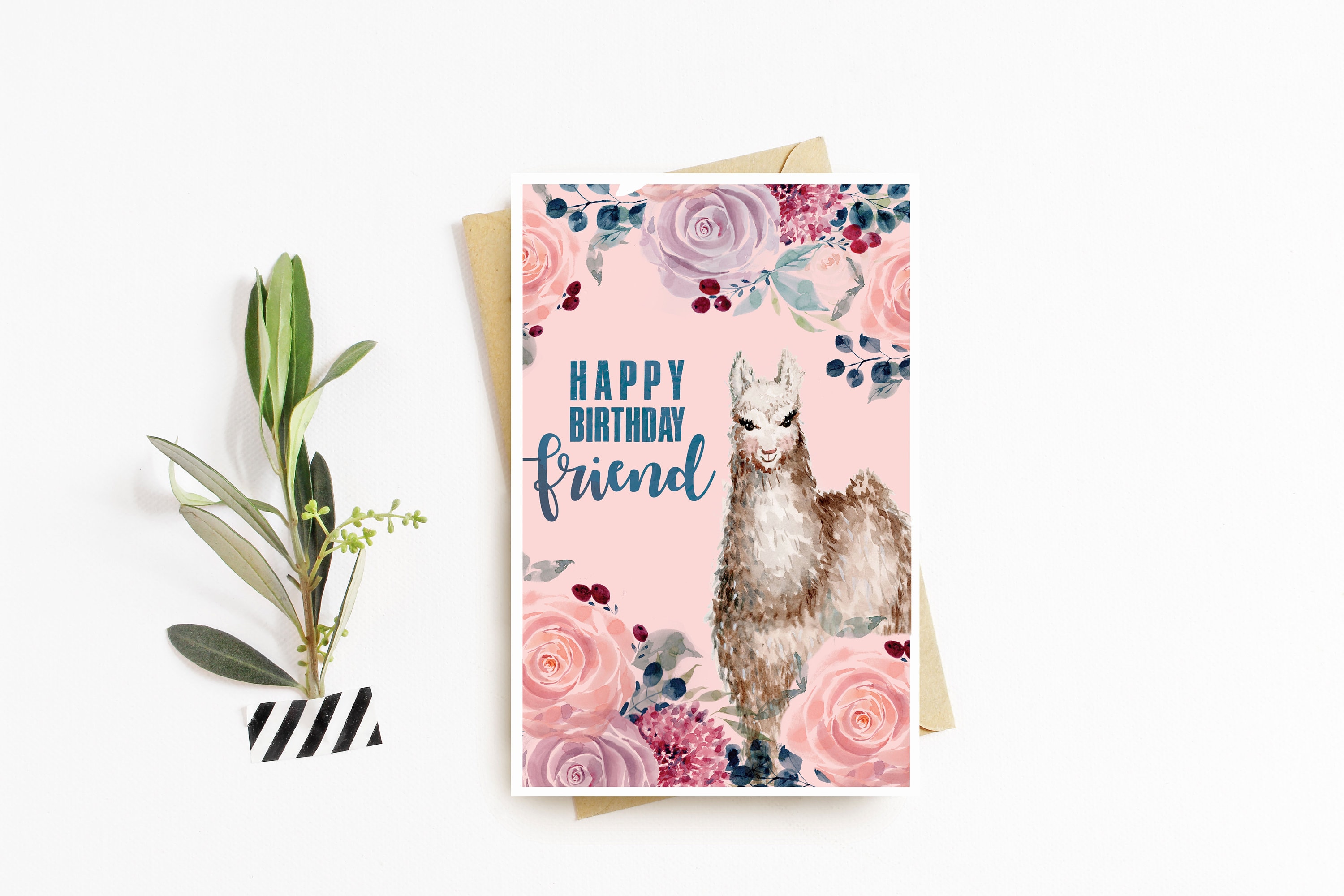Printable Llama Birthday Card - Hand Painted Watercolor - Etsy