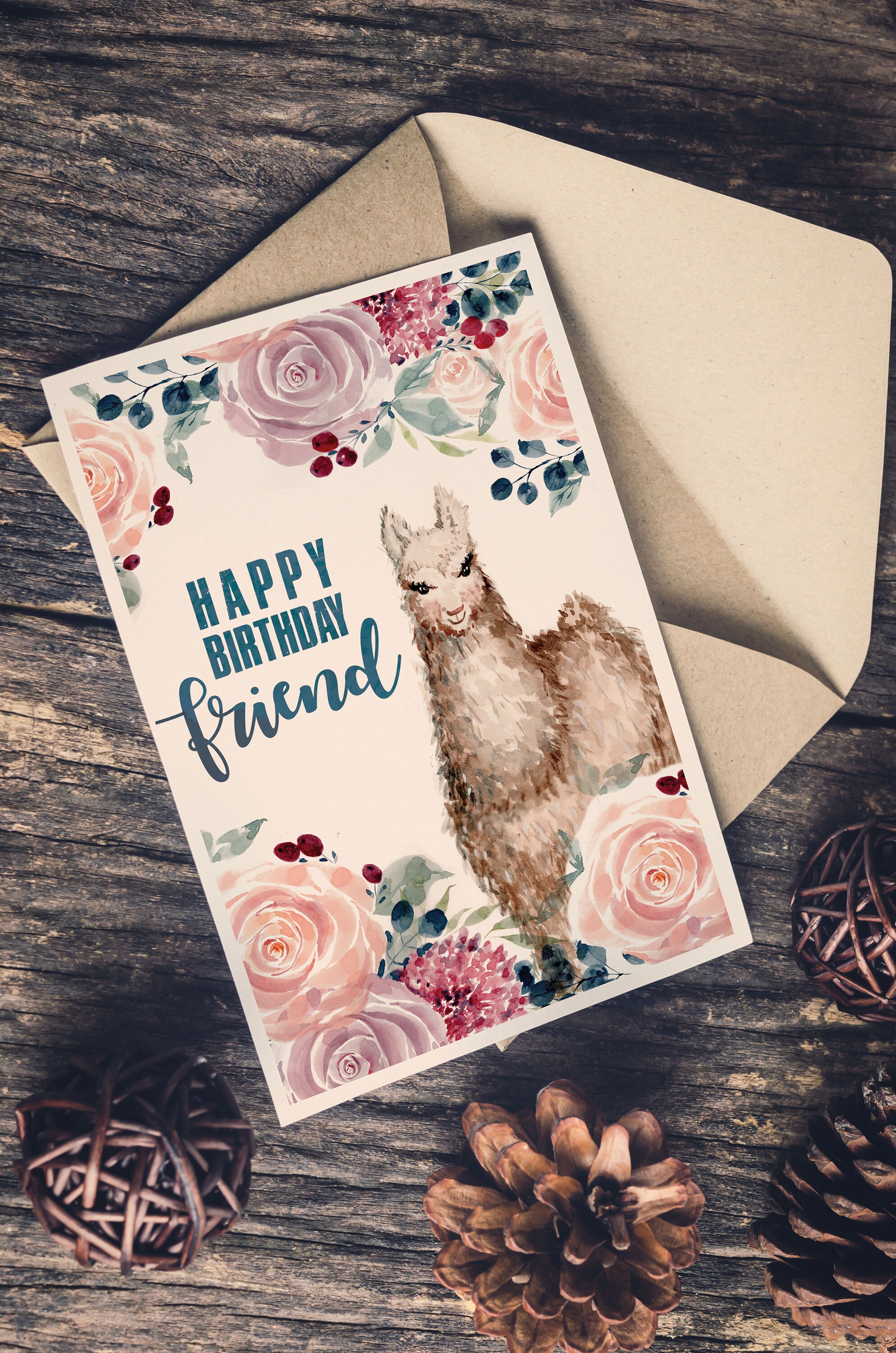 Printable Llama Birthday Card - Hand Painted Watercolor - Etsy