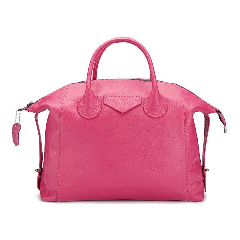 Extra Large Grain Leather Tote Bag/Shoulder Bag, Cowhide Leather Boston Bag, Shopping leather bag, Fashion Bag Black, Pink, shops Gifts