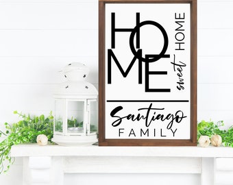 Modern Home Sweet Home Family Name Sign, Closing Day Gift, Housewarming Gift, Realtor Gift, Farmhouse Sign, Painted Sign, Home Gift