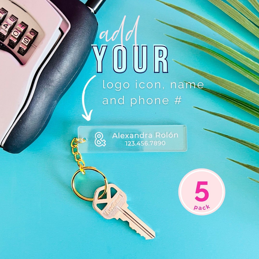 Listing Agent Personalized Keychain, Lock Key Box Keychain, 5 Pack Etsy