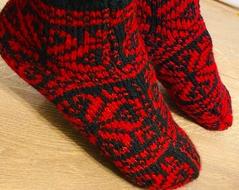 chaussettes tricotées à la main, chaussettes chaudes, chaussettes d’hiver, chaussettes maison