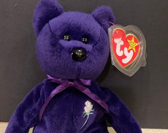 Ty Princess Diana Beanie Bear Original PVC Pellets 1997 1st Edition