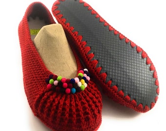 hand knitted slippers, knitted house slippers, House Shoes