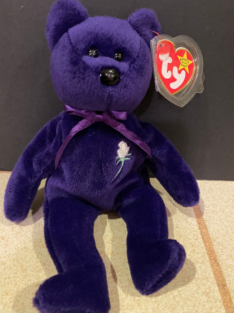 Ty Prinses Diana Beanie Bear Originele PVC Pellets 1997 1e editie afbeelding 1