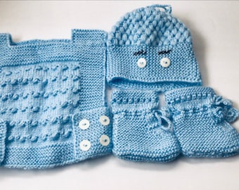 Baby Boy Pasgeboren Gift Set, Baby boy truien, Baby boy booties, Baby boy hoed, Pasgeboren baby trui, Baby booties, Pasgeboren hoed