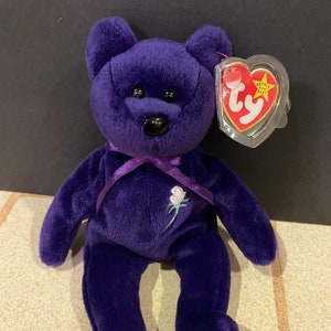 Ty Prinses Diana Beanie Bear Originele PVC Pellets 1997 1e editie afbeelding 2