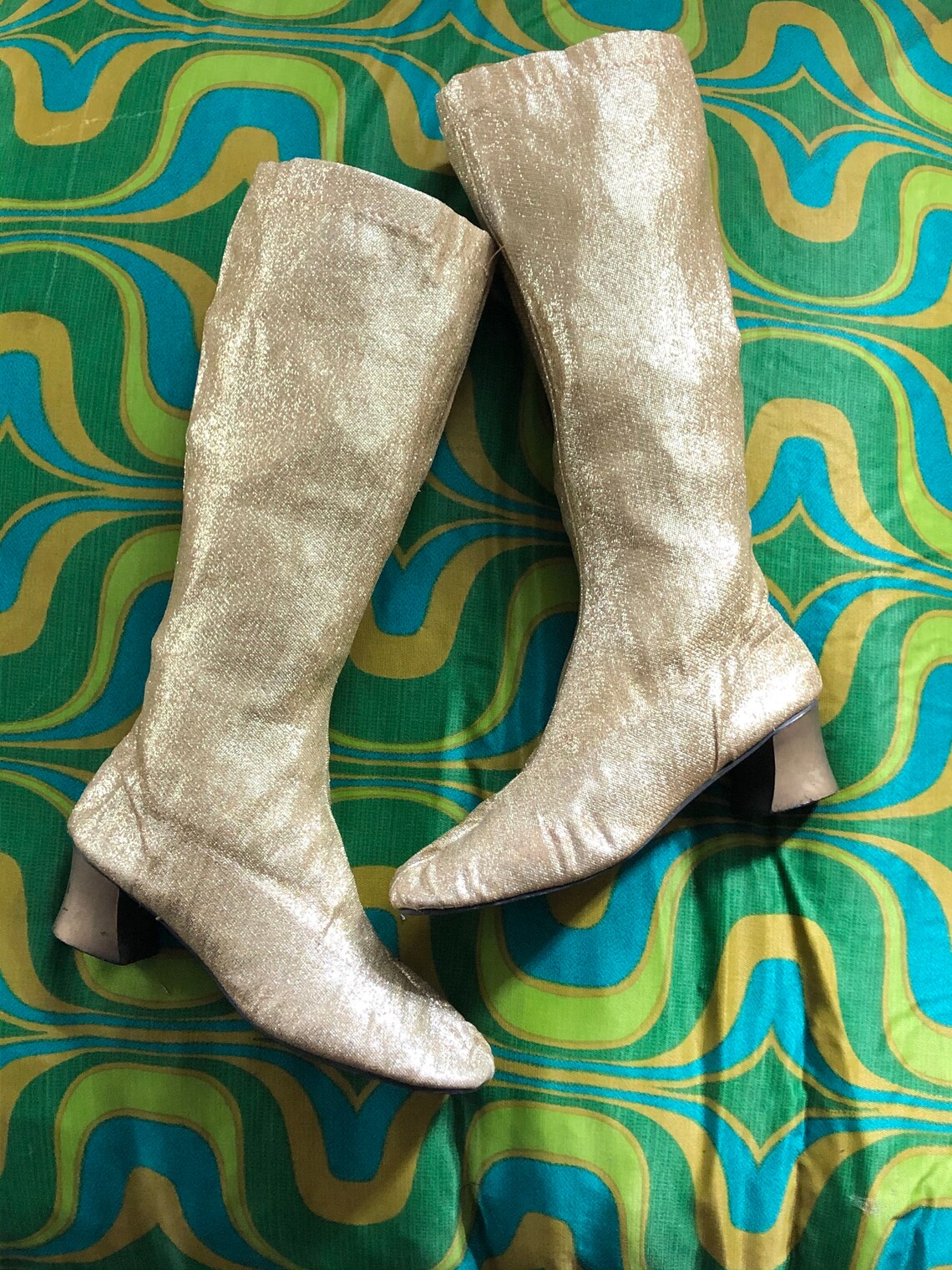 gold platform gogo boots