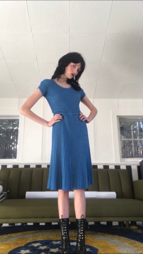 Vintage 1940’s Kimberly Blue Knit Dress