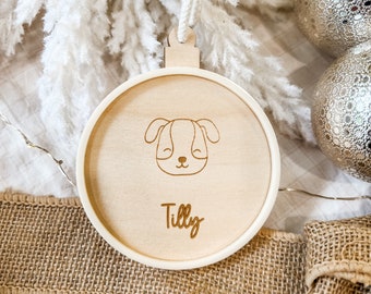 Christmas ornament - personalised dog (pine)