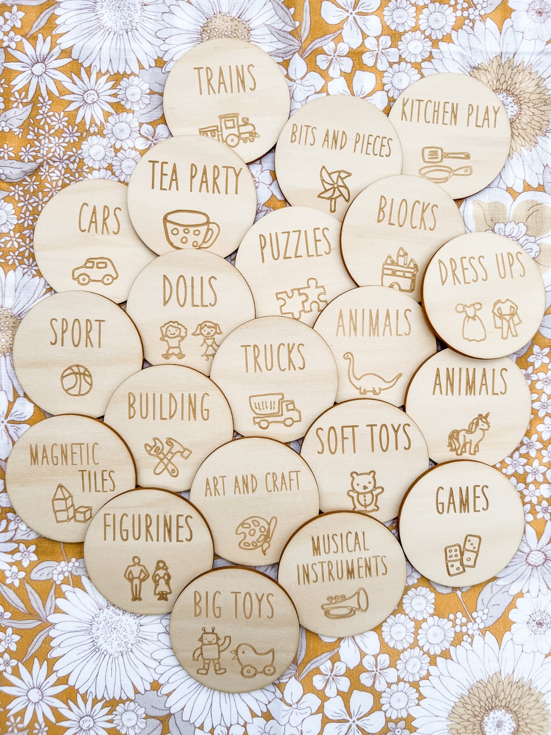 Wooden Round Toy Labels With Pictures Trofast Toy Labels - Etsy