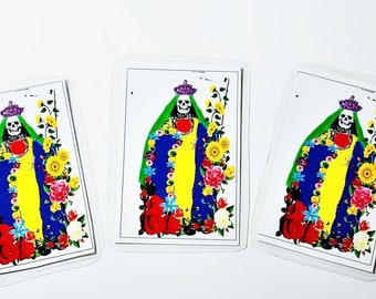 Blessed Santa Muerte Prayer Card: 7 Potencias Wallet Amulet