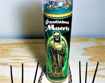 Santa Muerte Road Opener Candle Kit: Success, Luck, Obstacle Removal
