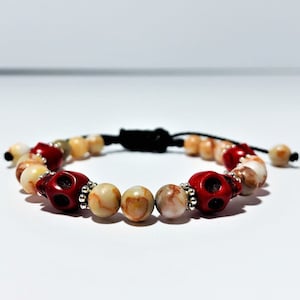 Santa Muerte Bracelet, Holy Death Bracelet, Skull Bracelet, Red Santa Muerte Bracelet, Healing Bracelet, Santa Muerte Gift, Holy Death Gift