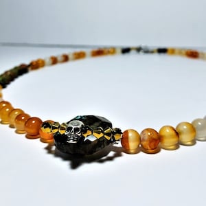 Santa Muerte Necklace Holy Death Amulet Santa Muerte Gift Energy Balancing Santa Muerte Altar Gift Carneline Unakite Necklace Protection