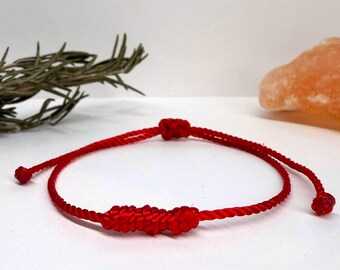 Red String 3 Knot Bracelet: Angel Blessing Amulet