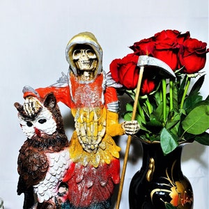 Blessed Santa Muerte Statue Large  Rainbow Santa Muerte 7 Powers Holy Death Statue Grim Reaper with Owl Santa Muerte Gift Protection 21.5"