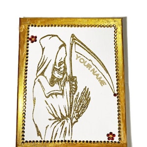 Sacred Santa Muerte Canvas Holy Death Altar Gift Santisima Image Santa Muerte Gift Santa Muerte Art Gold Santa Muerte Prosperity Money