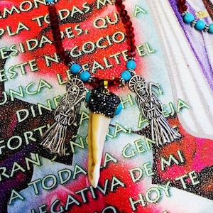 Unique Santa Muerte Necklace, Santa Muerte Amulet, Protection Santa Muerte, Doble Poder Santa Muerte, Holy Death Necklace