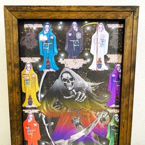Blessed Santa Muerte Art Frame, 7 Potencias Santa Muerte, Rainbow Santa Muerte Gift, Santa Muerte Altar, Holy Death Gift, Altar Gift,Success