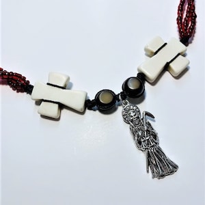 Blessed Santa Muerte Mazo, Santa Muerte Necklace, Santa Muerte Amulet, Holy Death Necklace, Santa Muerte Gift, Santa Muerte Altar Protection