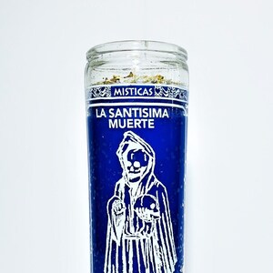 Blue Santa Muerte Candle Ritual Candle Santa Muerte Gift Wisdom Candle Holy Death Candle Grim Reaper Gift Santeria Candles Prepared Candles