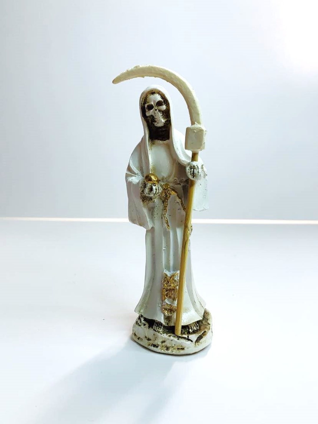 Blessed Santa Muerte Statue, White Santa Muerte, Saint Death Figure, La ...