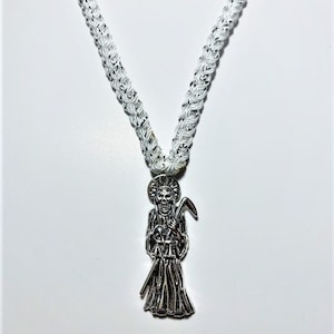 Lluvia de Plata Santa Muerte Necklace, Blessed Santa Muerte Amulet, Holy Death Necklace, Good Fortune, Buena Suerte, Santa Muerte Gift Altar