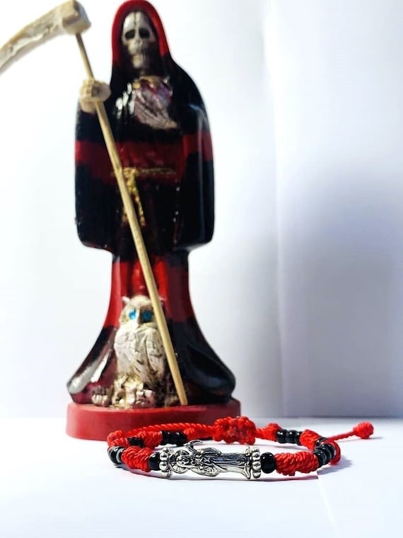 Consecrated Santa Muerte Amulet, Reversible Protection Bracelet