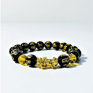 Feng Shui Obsidian Bracelet: Pi Xiu Dragon Horse Wealth Talisman
