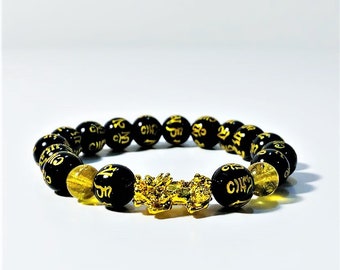Feng Shui Obsidian Bracelet: Pi Xiu Dragon Horse Wealth Talisman