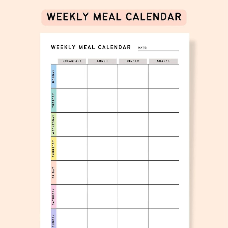 Meal Planner Printable Etsy Etsy