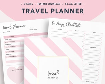 Travel Planner Pages, Printable Travel To Do List, Travel Organizer, Adventure Fund, Travel Budget Planner - Instant Download