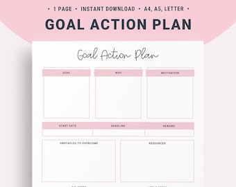 Goal Planner Printable, Goal Tracker, Goal Setting Worksheet, Life Planner, Productivity Success Planner