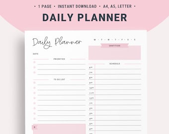 Daily Planner Printable To Do List, Undated Daily Journal, Daily Progress Planner, Daily Task Planner, A5 Daily Planner Inserts