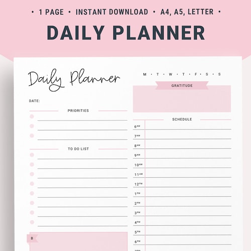 Daily Planner Printable to Do List Undated Daily Journal - Etsy