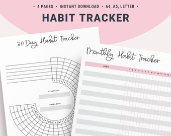 Habit Tracker Printable, Daily Habits Chart, Daily Monthly Yearly Habits, Circular Habit Chart, Habit Planner, 30 Day Habit Routine Log