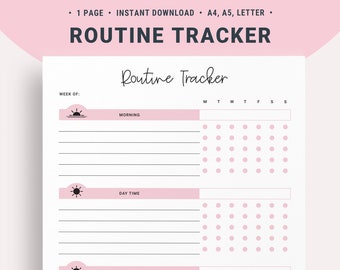 Daily Routines Printable Planner, Daily Routine Chart, Routine Tracker, Morning Routine Checklist, Night Time Routine, A5 Planner