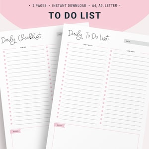 Tägliche To Do Liste druckbar, Produktivität To Do Liste druckbar, To Do List Vorlage, Arbeitsprojektplaner, Checkliste für tägliche Aufgaben