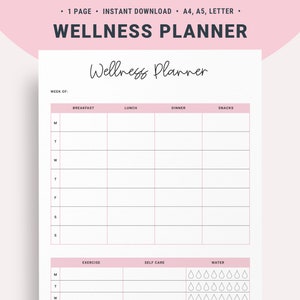Weekly Wellness Self Care Tracker Printable