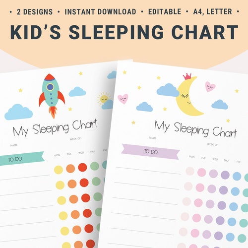 Kids Stay in Bed All Night Reward Chart Toddler Sleeping - Etsy