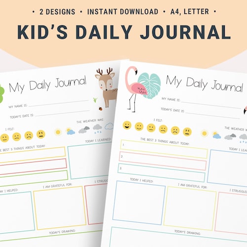 Kids Daily Journal Printable Kids Activity Downloads - Etsy