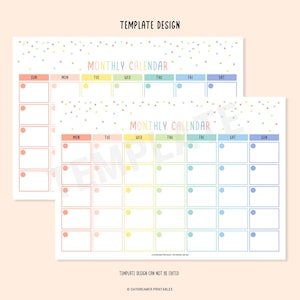 Editable Kids Calendar Printable, Toddler Monthly Chart, Kids Daily ...