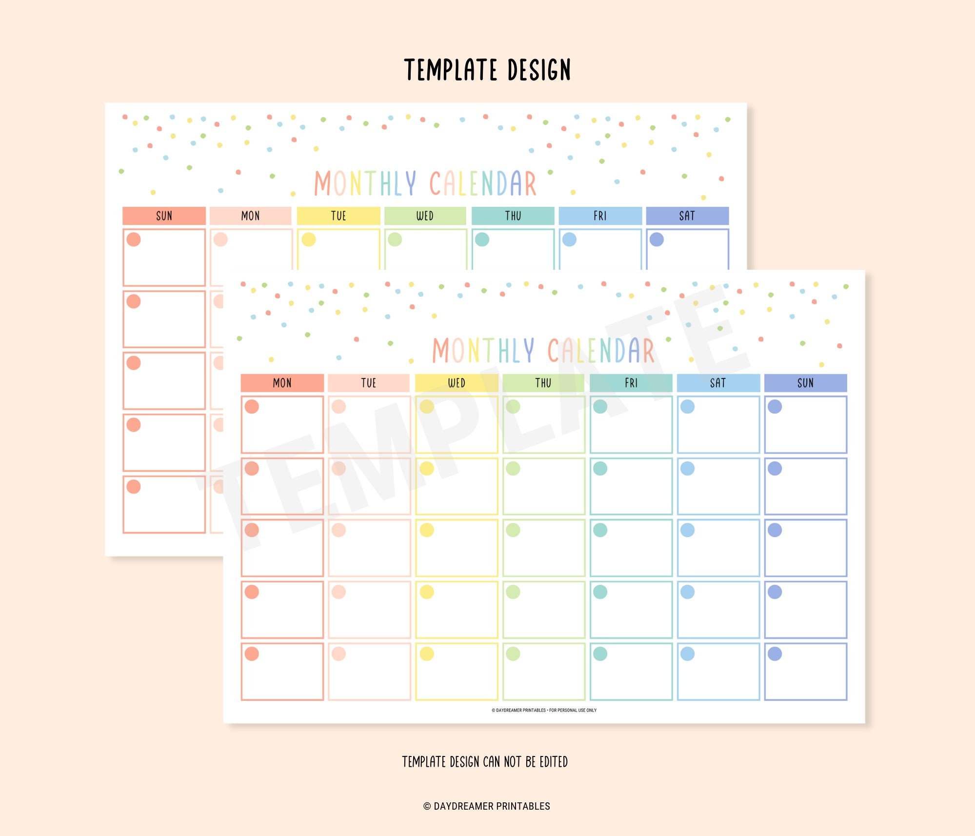 Editable Kids Calendar Printable Toddler Monthly Chart Kids - Etsy