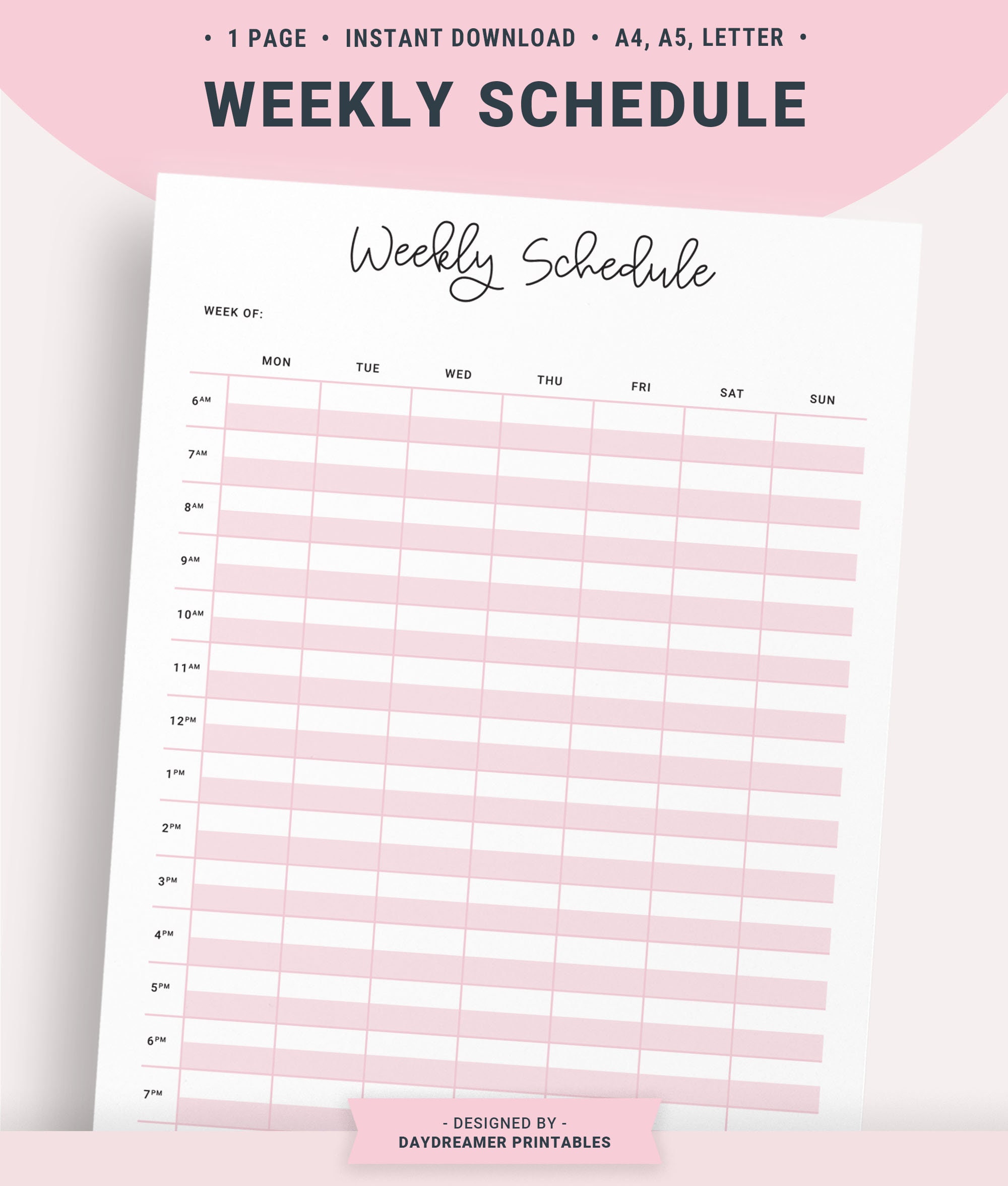 weekly schedule template printable planner work schedule to etsy