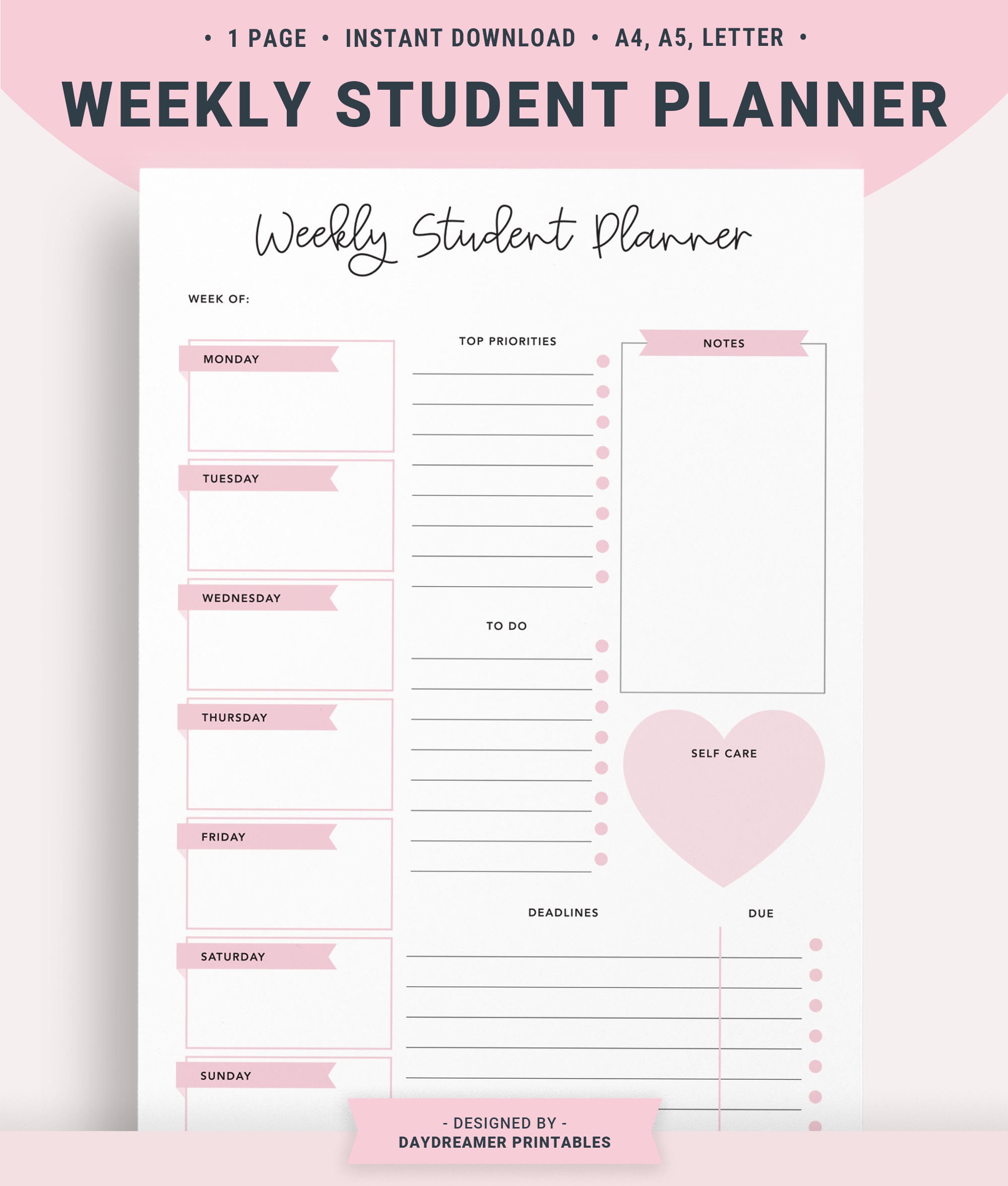 Printable Assignment Planner for Kids and Teens  Homework planner,  Assignment planner, Study planner printable