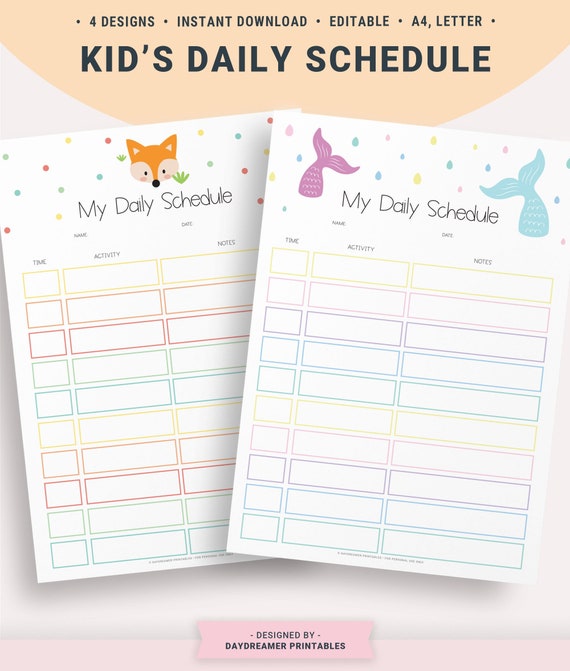 Blank Daily Schedule Template For Kids