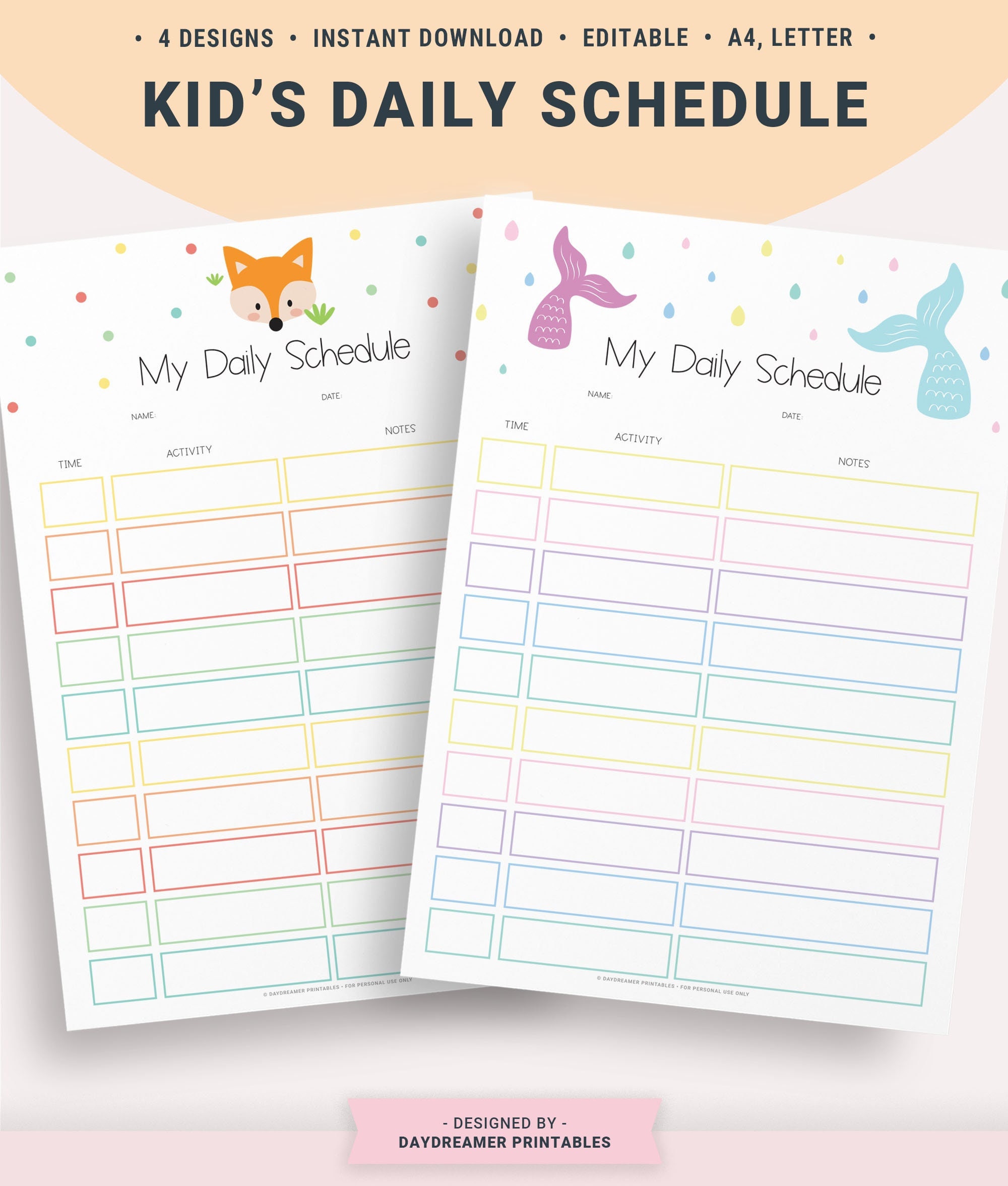 Editable Kids Daily Planner Kids Schedule Printable Schedule - Etsy
