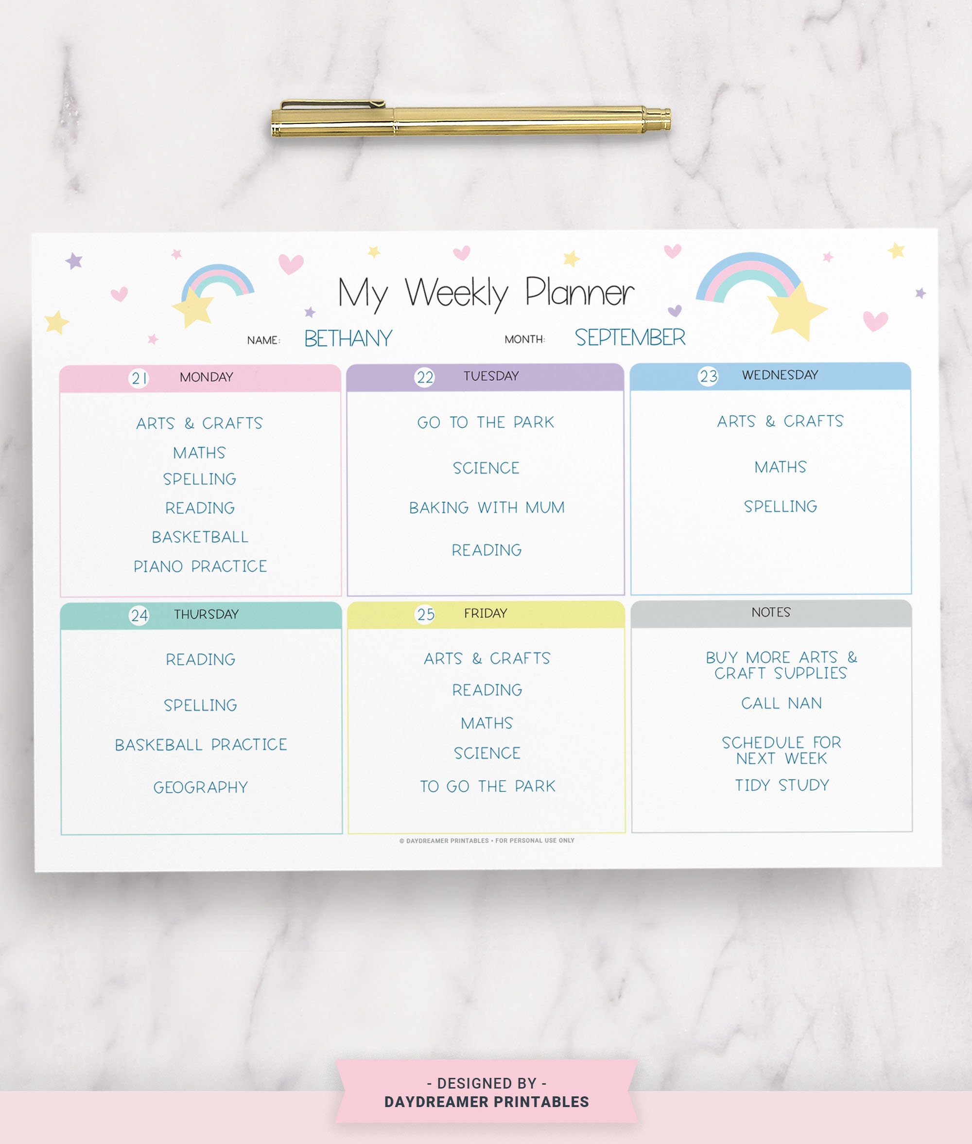 Editable Kids Weekly Calendar Template Printable Kids Weekly - Etsy Canada